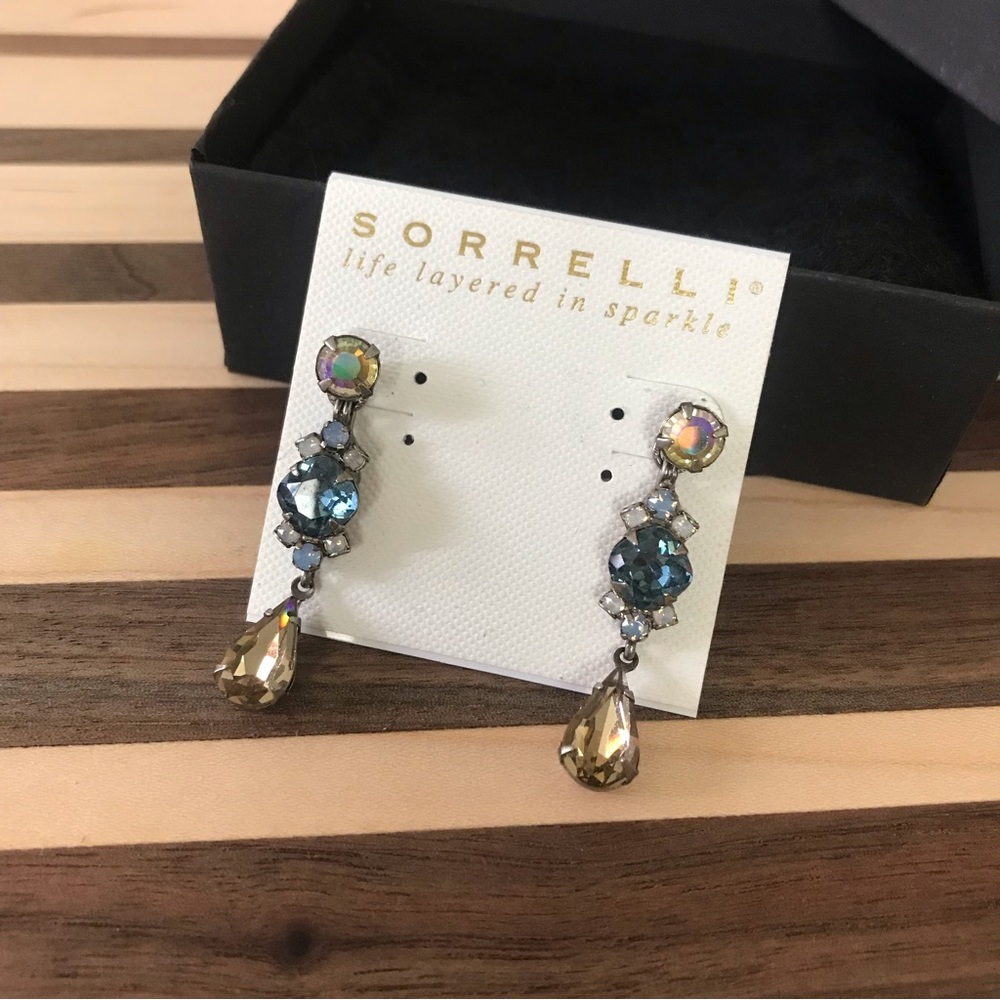 Sorrelli Blue and Yellow Crystal Earrings NWT